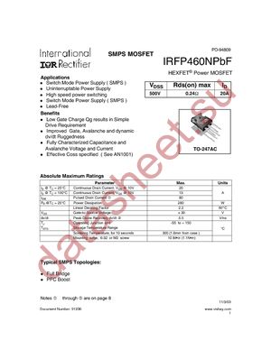IRFP460NPBF datasheet  